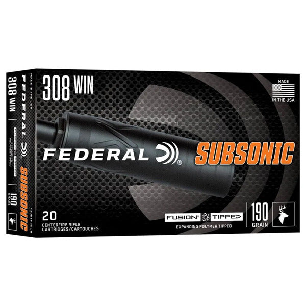 Federal Premium Fusion Tipped 308 Winchester Ammunition 190 Grain Polymer Tip Box of 20