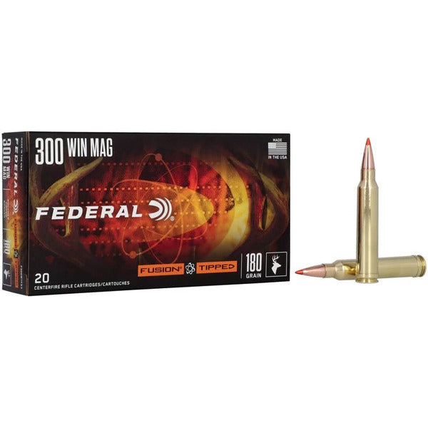 Federal Premium Fusion Tipped 300 Winchester Magnum Ammunition 180 Grain Polymer Tip Box of 20