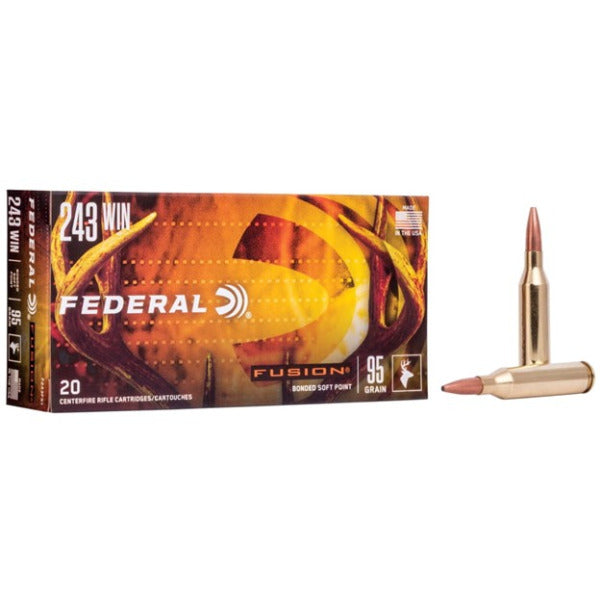 Federal Premium Fusion Tipped 243 Winchester Ammunition 95 Grain Polymer Tip Box of 20