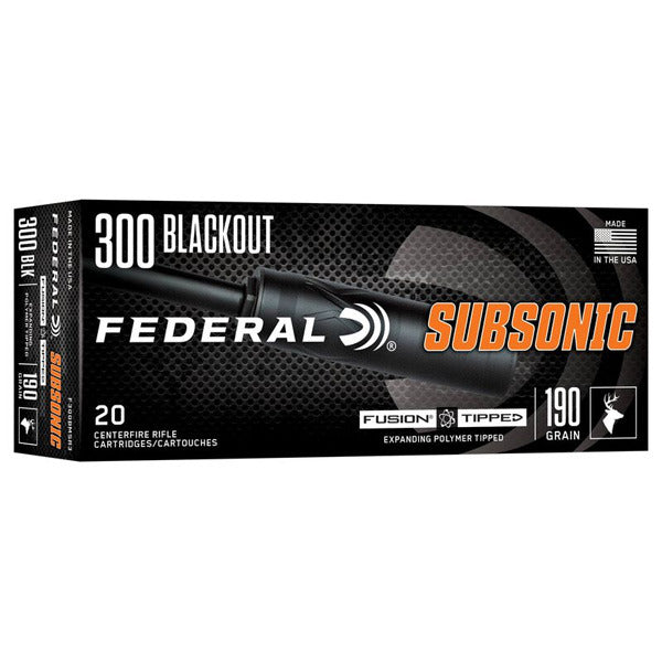 Federal Premium Fusion Tipped 300 AAC Blackout Ammunition 190 Grain Polymer Tip Box of 20