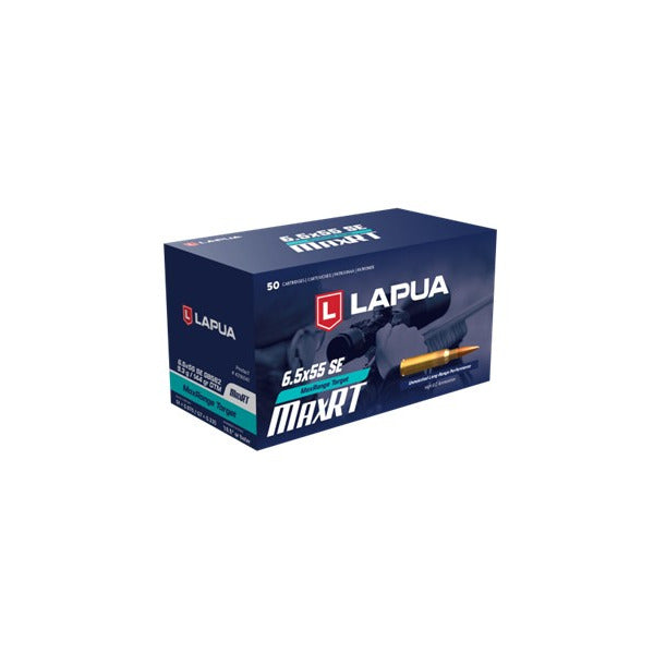 Lapua MaxRT 6.5x55mm Swedish Mauser Ammunition 144 Grain Solid Hollow Point Box of 20