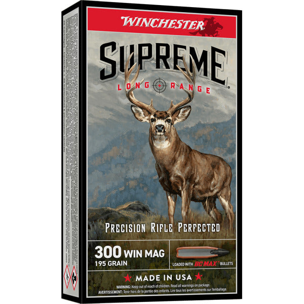 Winchester Supreme Long Range 300 Winchester Magnum Ammunition 195 Grain BC Max Polymer Tip Box of 20