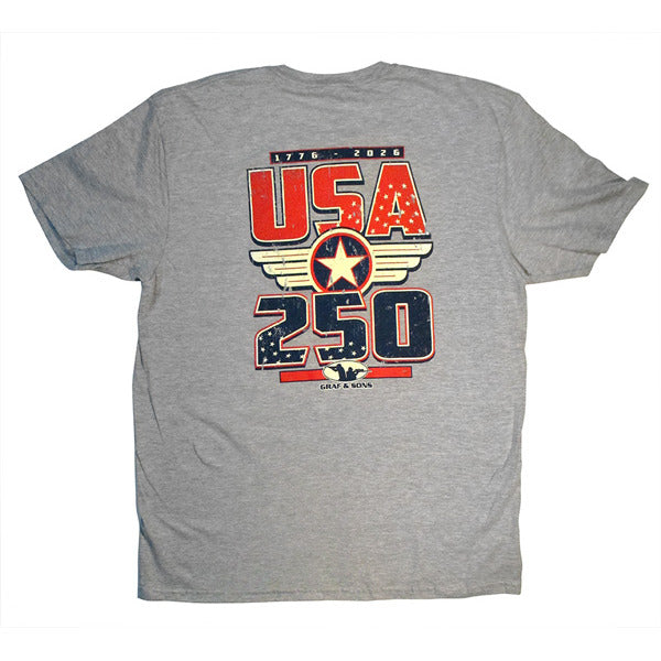 Graf & Sons Men's USA 250th T-Shirt Gray Cotton XXXL
