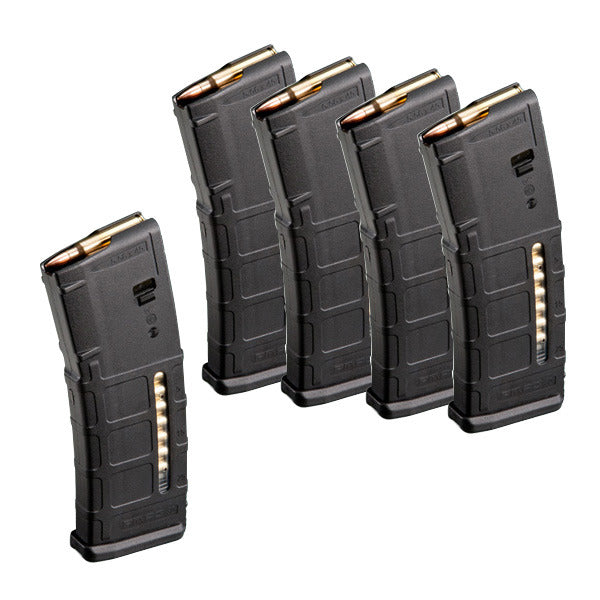 Magpul PMAG Gen 2 Magazine with Window AR-15 5.56x45mm NATO 30 Round Black Pack of 5