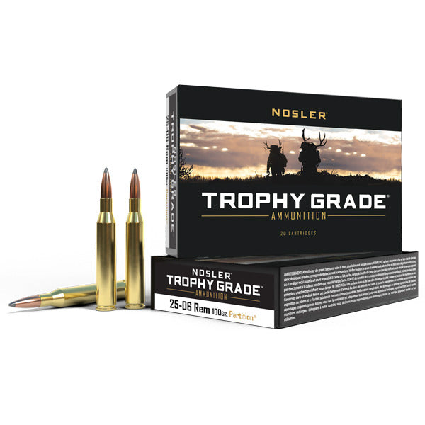 Nosler Trophy Grade 25-06 Remington Ammunition 100 Grain Partition Polymer Tip Box of 20