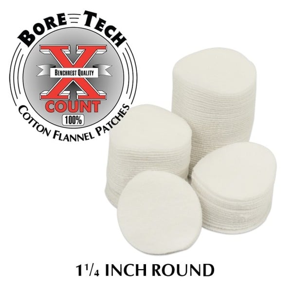 BORE TECH COTTON PATCHES 1-1/4" ROUND 1000/BAG