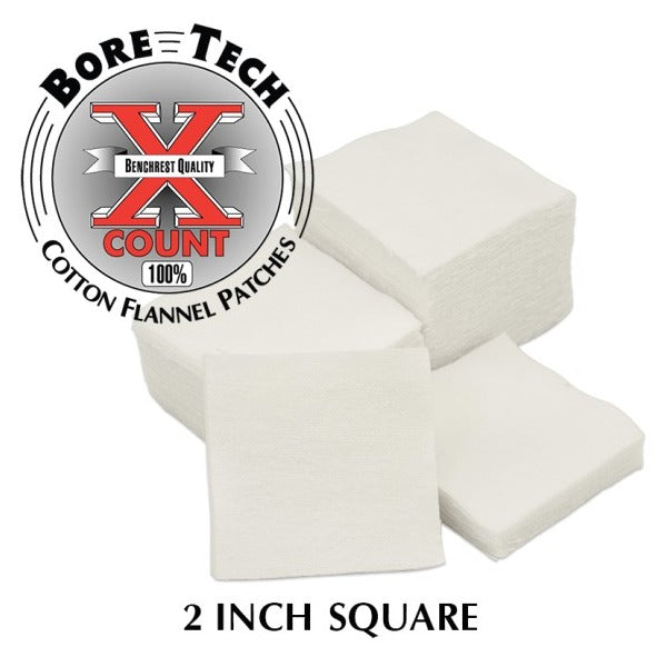 BORE TECH COTTON PATCHES 2" SQUARE 1000/BAG