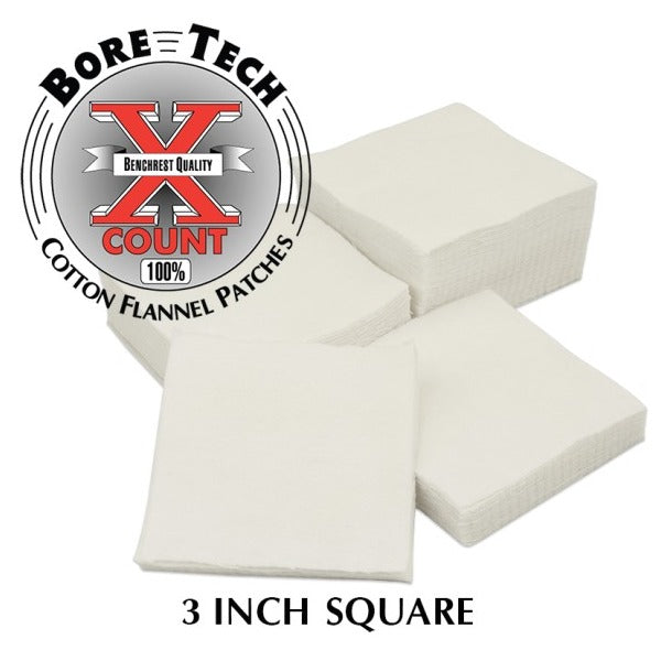 BORE TECH COTTON PATCHES 3" SQUARE 500/BAG