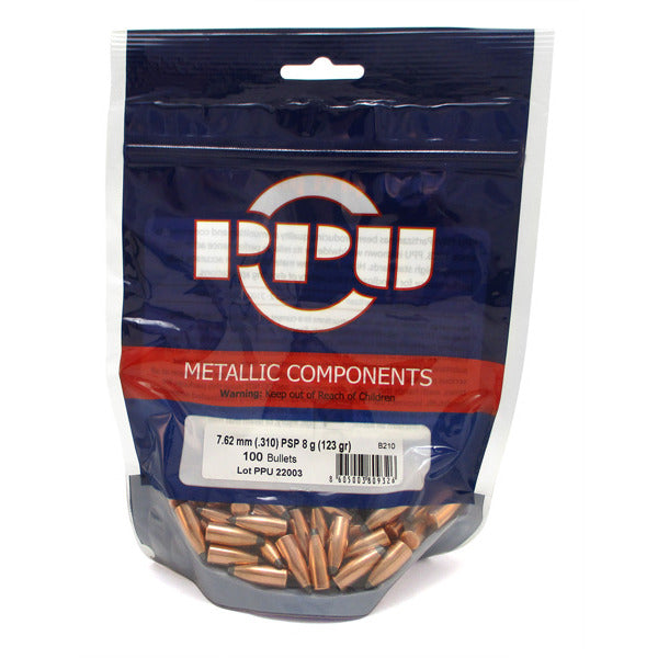 Prvi Partizan .310 Diameter Bullets 123 grain Pointed Soft Point Bag of 100