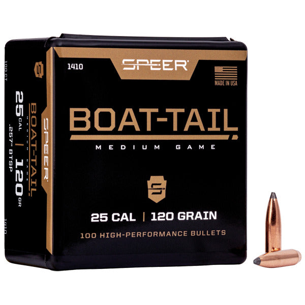 Speer 25 Caliber (.257 Diameter) Bullets 120 grain Spitzer Boat Tail Box of 100