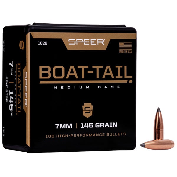 Speer 28 Caliber, 7mm (.284 Diameter) Bullets 145 grain Spitzer Boat Tail Box of 100
