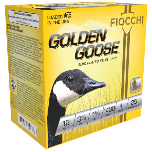 Fiocchi Golden Goose 12 Gauge Ammunition 3-1/2" #1 1430 fps Steel Box of 25