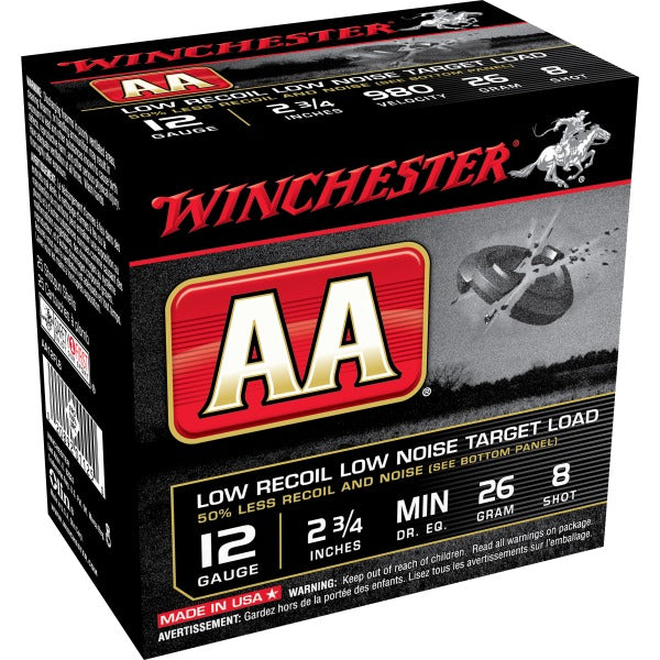 Winchester AA 12 Gauge Ammunition 2-3/4" #8 26 gram 980 fps Case of 250
