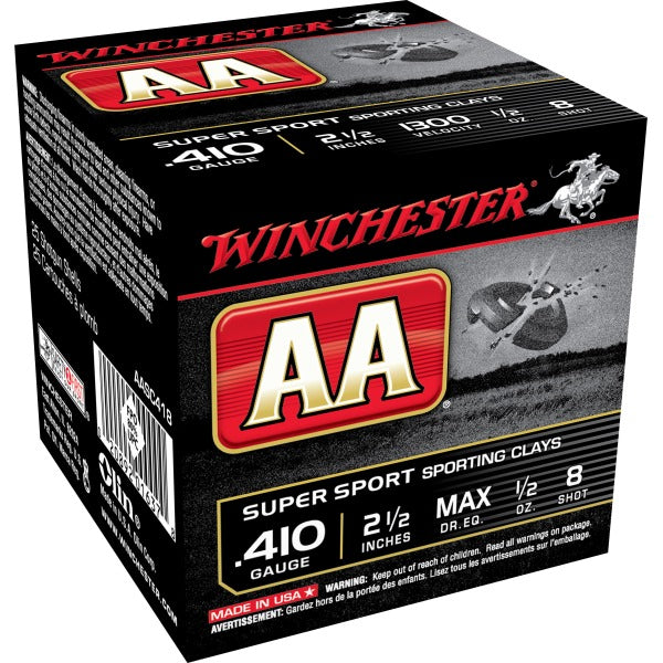 Winchester AA 410 Bore Ammunition 2-1/2" #8 1/2 oz 1300 fps Case of 250