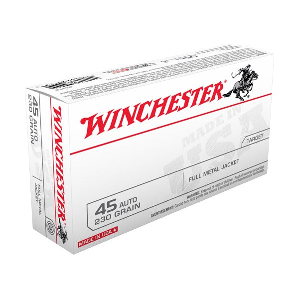 Winchester White Box 45 ACP Ammunition 230 Grain Full Metal Jacket Box of 50