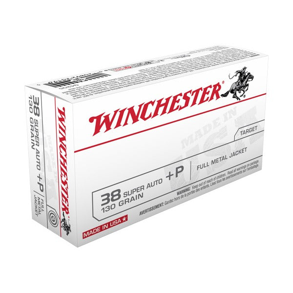 Winchester White Box 38 Super +P Ammunition 130 Grain Full Metal Jacket Box of 50