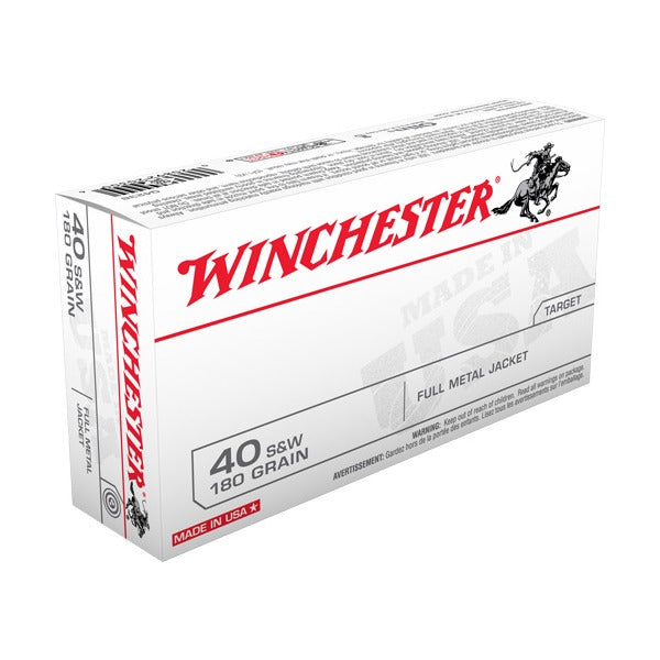 Winchester White Box 40 S&W Ammunition 180 Grain Full Metal Jacket Box of 50