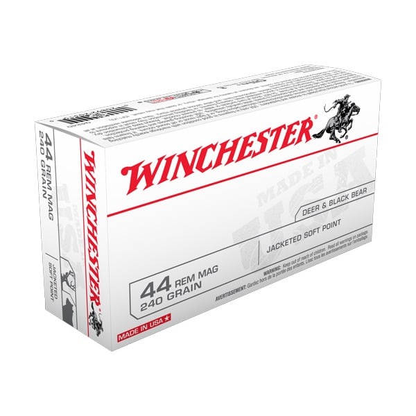 Winchester White Box 44 Remington Magnum Ammunition 240 Grain Jacketed Soft Point Box of 50