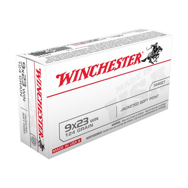 Winchester White Box 9x23mm Winchester Ammunition 124 Grain Jacketed Soft Point Box of 50