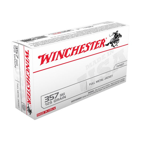 Winchester White Box 357 Sig Ammunition 125 Grain Full Metal Jacket Box of 50