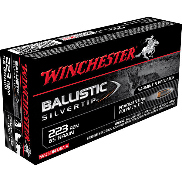 Winchester 223 Remington Ammunition 55 Grain Ballistic Silvertip Polymer Tip Box of 20