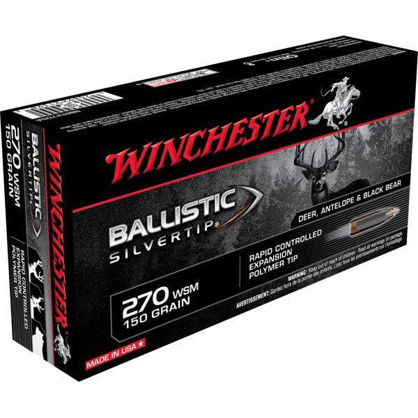 Winchester 270 WSM (Winchester Short Magnum) Ammunition 150 Grain Ballistic Silvertip Polymer Tip Box of 20