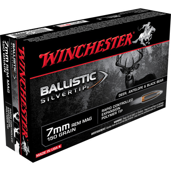 Winchester 7mm Remington Magnum Ammunition 150 Grain Ballistic Silvertip Polymer Tip Box of 20