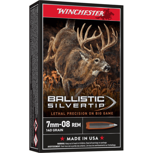 Winchester 7mm-08 Remington Ammunition 140 Grain Ballistic Silvertip Polymer Tip Box of 20