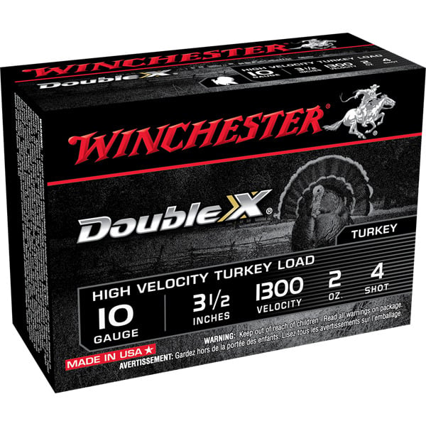 Winchester Double X Turkey 10 Gauge Ammunition 3-1/2" #4 2 oz 1300 fps Plated Box of 10