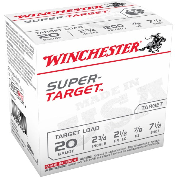 Winchester Super-Target 20 Gauge Ammunition 2-3/4" #7.5 7/8 oz 1200 fps Case of 250