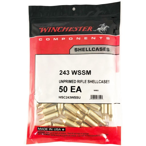 Winchester 243 WSSM (Winchester Super Short Magnum) Brass Bag of 50