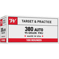 Winchester White Box 380 ACP Ammunition 95 Grain Full Metal Jacket Box of 100