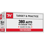 Winchester White Box 380 ACP Ammunition 95 Grain Full Metal Jacket Box of 100