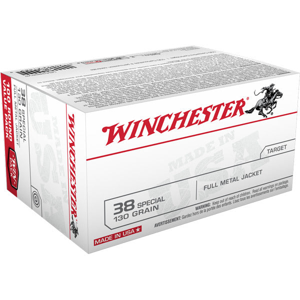 Winchester White Box 38 Special Ammunition 130 Grain Full Metal Jacket Box of 100