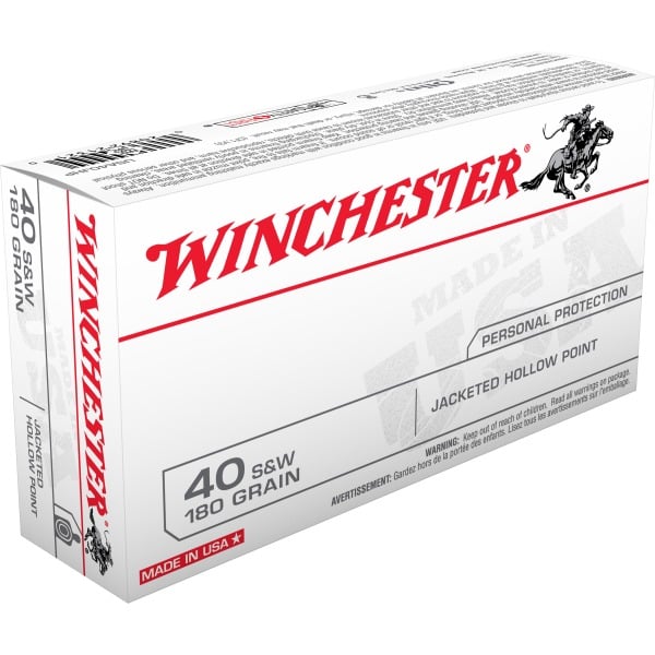 Winchester White Box 40 S&W Ammunition 180 Grain Jacketed Hollow Point Box of 50