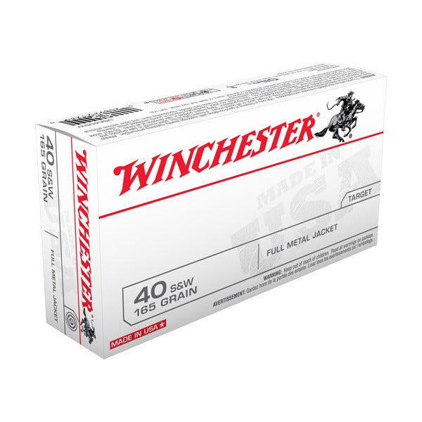Winchester White Box 40 S&W Ammunition 165 Grain Full Metal Jacket Box of 50