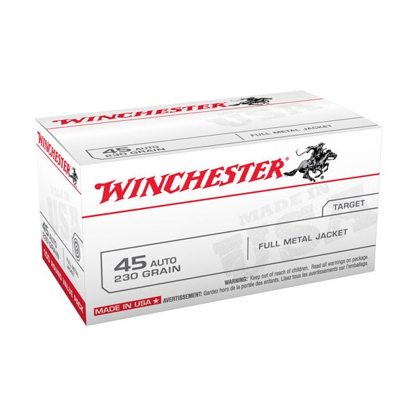 Winchester White Box 45 ACP Ammunition 230 Grain Full Metal Jacket Box of 100