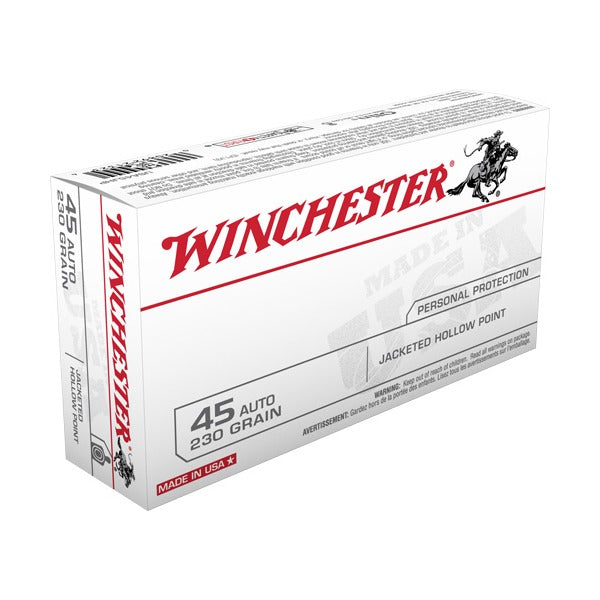 Winchester White Box 45 ACP Ammunition 230 Grain Jacketed Hollow Point Box of 50