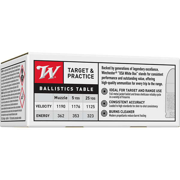 Winchester White Box 9mm Luger Ammunition 115 Grain Full Metal Jacket Box of 100