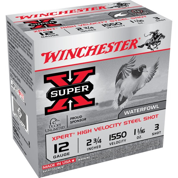 Winchester Xpert 12 Gauge Ammunition 2-3/4" #3 1-1/16 oz 1550 fps Steel Steel Shot Box of 25