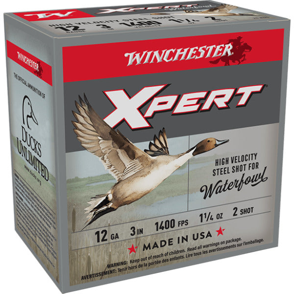 Winchester Xpert Steel Waterfowl 12 Gauge Ammunition 3" #2 1-1/4 oz 1400 fps Steel Steel Shot Box of 25