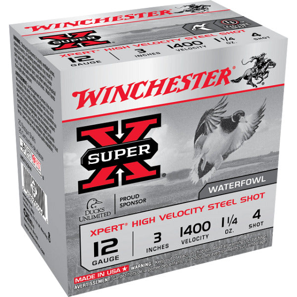 Winchester Xpert 12 Gauge Ammunition 3" #4 1-1/4 oz 1400 fps Steel Steel Shot Box of 25