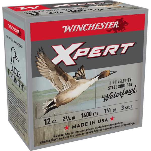 Winchester Xpert 12 Gauge Ammunition 2-3/4" #3 1-1/8 oz 1400 fps Steel Steel Shot Box of 25