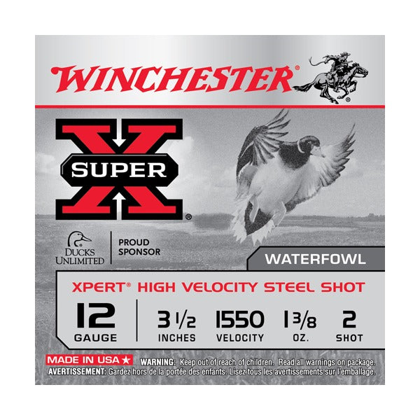 Winchester Xpert 12 Gauge Ammunition 3-1/2" #2 1-3/8 oz 1550 fps Steel Steel Shot Box of 25