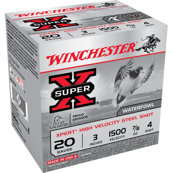 Winchester Xpert 20 Gauge Ammunition 3" #4 7/8 oz 1500 fps Steel Steel Shot Box of 25