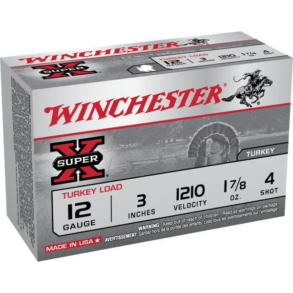 Winchester Super-X Turkey 12 Gauge Ammunition 3" #4 1-7/8 oz 1210 fps Box of 10