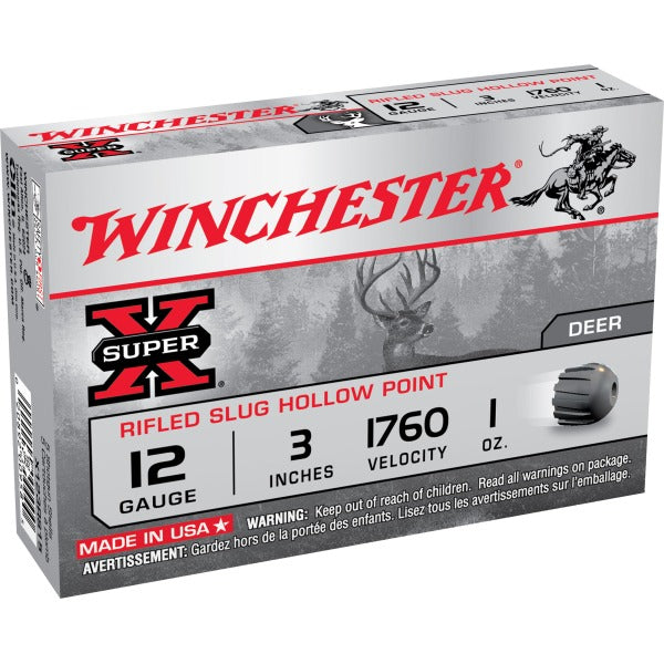 Winchester Super-X 12 Gauge Ammunition 3" 1 oz 1760 fps Rifled Slug Box of 5