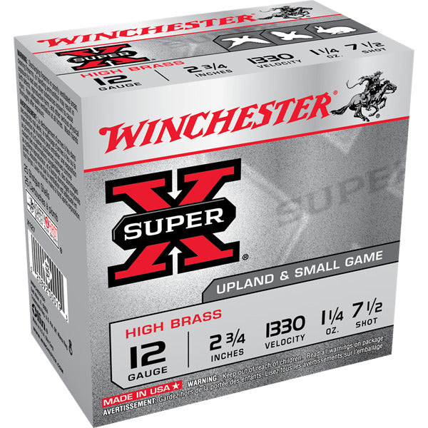 Winchester Super-X 12 Gauge Ammunition 2-3/4" #7.5 1-1/4 oz 1330 fps Box of 25