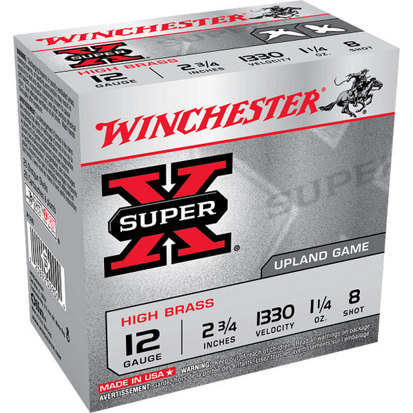 Winchester Super-X 12 Gauge Ammunition 2-3/4" #8 1-1/4 oz 1330 fps Box of 25