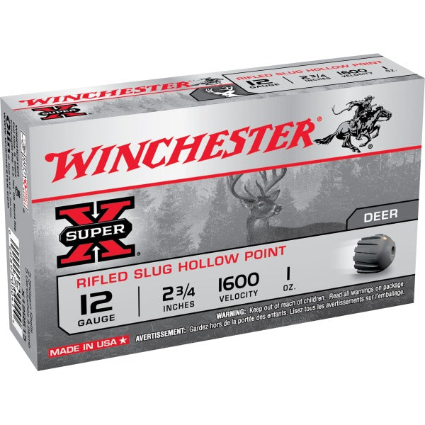 Winchester Super-X 12 Gauge Ammunition 2-3/4" 1 oz 1600 fps Rifled Slug Box of 5